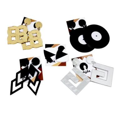 Imagem de Kit Afro Brincos Geométricos - Saúda Afro