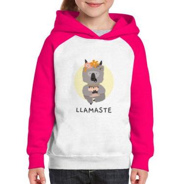 Imagem de Moletom Infantil Llamastê - Foca na Moda, Branco, Rosa, 2