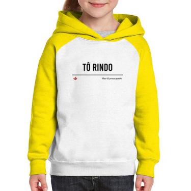 Imagem de Moletom Infantil Tô Rindo mas tô preocupado - Foca na Moda, Branco, Am