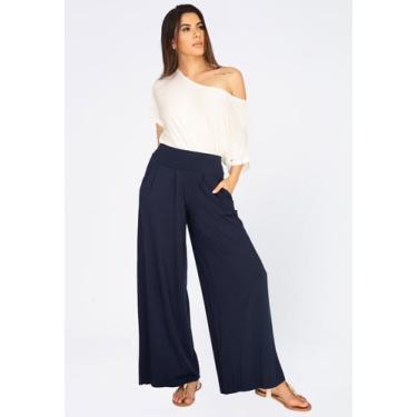 Imagem de Calça Pantalona Malha com Bolso Azul Marinho - Amazonia Vital