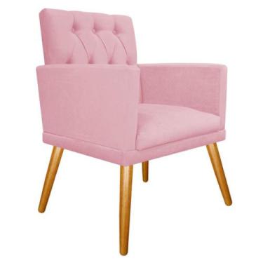 Imagem de Poltrona Decorativa Nanda Pés Palito Mel Sala de Espera Recepção Suede