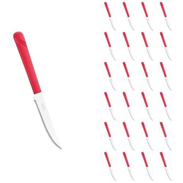 Imagem de Conjunto 24 Facas Linha Luna Vermelho Aço Inox Plástico - Taumer, Luna