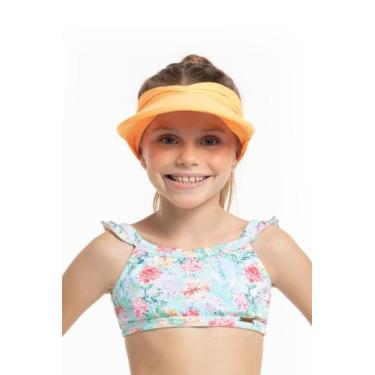 Imagem de Viseira Filtro UV 50+ Infantil Menina - Metida Moça, P, Laranja shine
