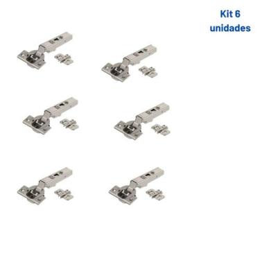 Imagem de Kit 6 Dobradiças Clip Top Blumotion Reta 110º 71b3550+calço