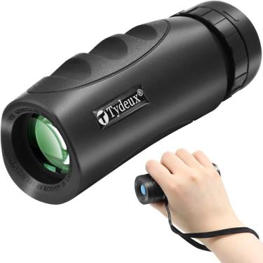 Imagem de Tydeux Monóculos compactos à prova d'água - 25 x 25 pequenos monóculos telescópicos de alta potência - vem com pano de limpeza, estojo e alça de pescoço, preto