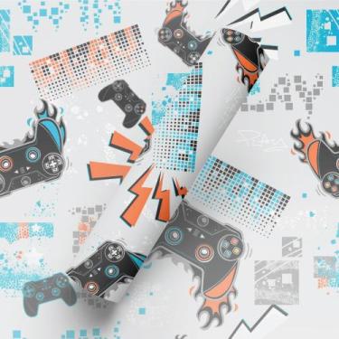 Imagem de Papel De Parede Adesivo Tema Controme Gamer Quarto Gamer Preto E Cinza