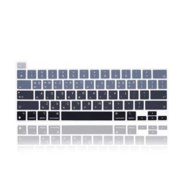 Imagem de MMDW Capa ultrafina de silicone para teclado coreano para MacBook Pro 13 Novo chip M1 (número do modelo: A2338, 2020 Late), protetor de acessórios versão EUA (cinza gradiente)