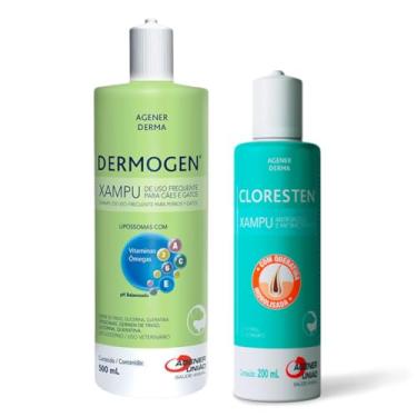 Imagem de Kit Shampoo Dermogen 500ml e Cloresten 200ml Agener para Cães e Gatos