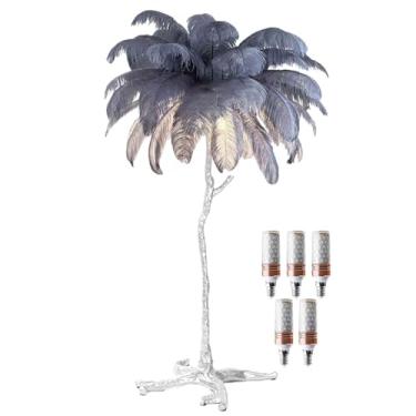 Imagem de Luminária de piso de penas de LED, luminária de pé de resina, 3 cores, regulável, prata, iluminação de chão, quarto, mesa de cabeceira, decoração de sala de estar, luz noturna