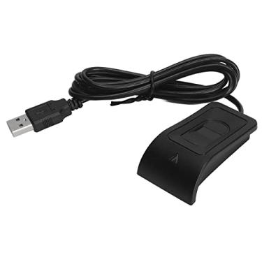 Imagem de Leitor de Impressão Digital USB, Estrutura Compacta DC3.3V Função de Reconhecimento de Leitor de Impressão Digital Preto para PC