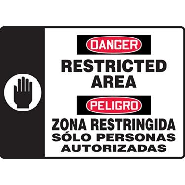 Imagem de Accuform SBMADM152MVS Placa adesiva Legend"Danger Restricted Area/PELIGRO Zona RESTRING...