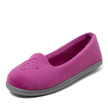 Imagem de Dearfoams Pantufa feminina Rebecca leve e aconchegante com espuma viscoelástica fechada nas costas com larguras largas, roxo místico, 11-12, Roxo místico, 11-12