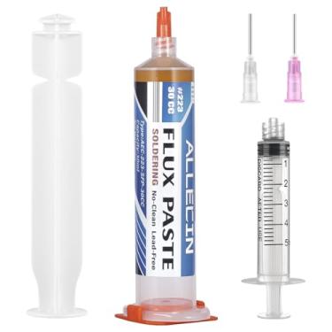 Imagem de ALLECIN Fluxo de soldagem de 30 ml seringa Flux No Clean 30CC Flux Solder Flux Paste AEC-223 com ferramenta de distribuição de agulha e haste de pressão para LED SMD BGA PCB