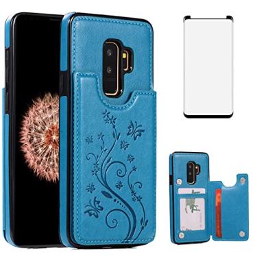 Imagem de Capa de telefone para Samsung Galaxy S9 Plus com protetor de tela de vidro temperado porta-cartões carteira suporte flip acessórios de celular de couro Glaxay S9+ 9S 9+ S 9 9plus S9plus capas