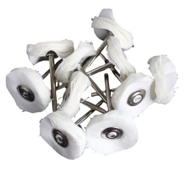 Imagem de 1 polegada 10Pcs Escova rotativa Lixamento Polimento Polimento Moagem Roda Escova para Ferramentas rotativas 25mm Rodada Feltro de lã Acessórios, 10pc pano branco, com haste de 2,35mm