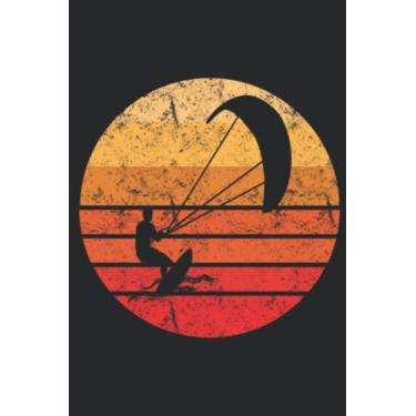 Imagem de Kitesurfing Kiteboarding Retro Vintage Sunset Kitesurf Funny Funny: Lined Journal Notebook To Do Schedule, Medium 6x9 Inches, 100 Pages, Printed Cover