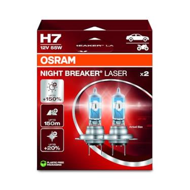 Imagem de OSRAM NIGHT BREAKER LASER H7, +Lâmpada de farol de halogêneo 150% mais brilhante, 64210NL-2HB, 12V, caixa dobrável suspensa (2 lâmpadas)