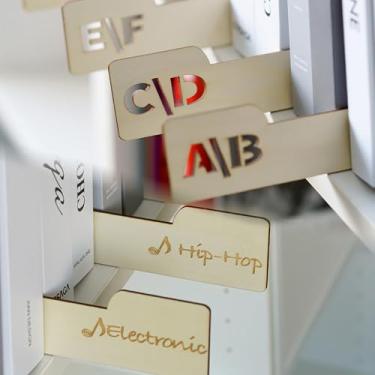 Imagem de SHAELPII divisores de discos de vinil com guias alfabéticas e de gênero musical a-z, divisor de madeira de 13 peças para álbum lp, arquivamento de quadrinhos, guias organizadoras de revistas