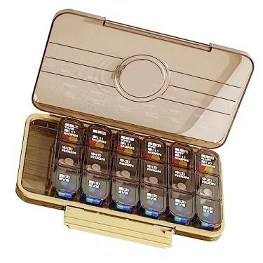 Imagem de Medicina Portátil Plástico Transparente Diário Caixa de Armazenamento Caixa de Armazenamento para Suplementos de Vitaminas de Óleo de Peixe 2 Compartimentos Verde Isso Vem