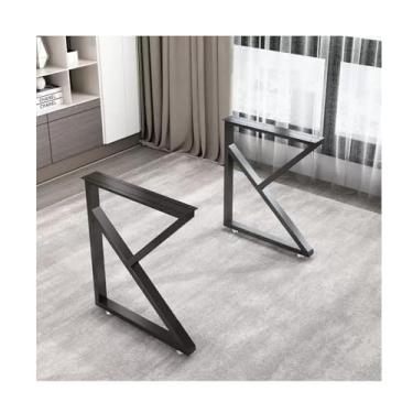 Imagem de K-Shaped Island Table Leg Bracket, Wrought Iron Metal Desk Support Leg, Dressing Table Foot, Strong Load-Bearing, Stable Structure, Fashionable And Versatile（2ps）(Black,50cm/19.7in*72cm/28.34in)