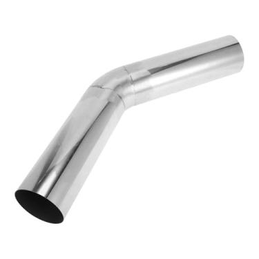 Imagem de Motoforti Tubo de escape de mandril de 45 graus DIY personalizado carro modificado tubulação tubulação 89 mm/3,5" OD 300 mm/11,81" comprimento T316 aço inoxidável tom prata
