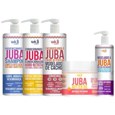 Imagem de Kit Juba Shampoo Condicionador Mascara Butter Geleia E Encaracolando A Juba Widi Care Grande Litro