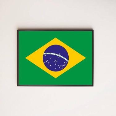 Imagem de Quadro Decorativo Bandeira Brasil 33X24Cm - Com Vidro
