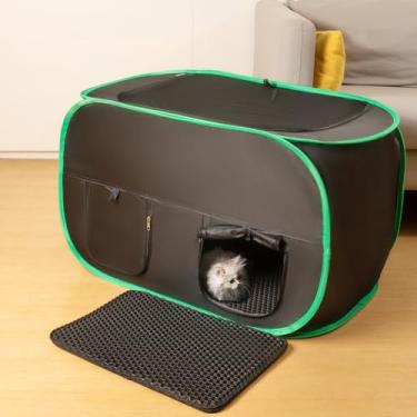 Imagem de Pawtenda Gabinete Para Caixa De Areia Para Gatos, Barraca Fechada Para Caixa De Areia Para Gatos Com Fundo Que Pode Ser Aberto, Caixa De Areia Para Gatinhos Escondida Com 2 Bolsos De Malha Para Pá E D
