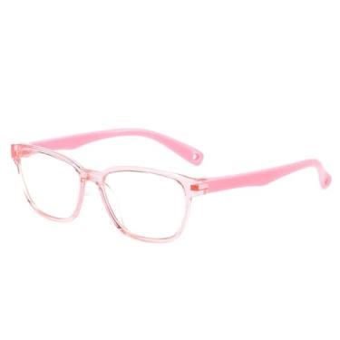 Imagem de Armação de Óculos Infantil, Formato Retangular, Rosa Transparente, Material Plástico (Rosa)