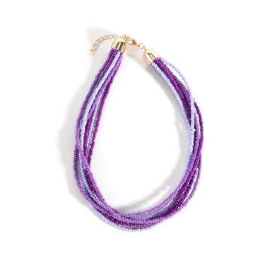 Imagem de SCRDPRAD Gargantilha colorida de várias camadas com contas de sementes para mulheres, boêmia, feita à mão, pedra de cristal, colar havaiano, aniversário, verão, praia, joias para presente, Aço