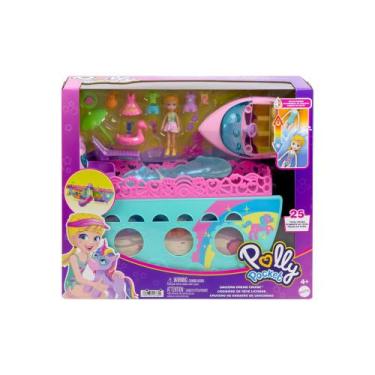 Imagem de Boneca Polly Pocket Conjunto de Brinquedo Barco Unicórnio HWP26 Mattel