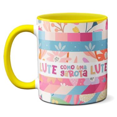 Imagem de Caneca Lute Como uma Garota! Frase Criativa Mulheres (Amarela)