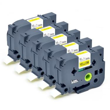 Imagem de Cartucho de fita de etiquetagem P Touch Label TZ641 TZo641 TZe Label Orison preto sobre amarelo compatível com Brother Label Maker Tape 18 mm 3/4 polegadas 8 m refis de cassete