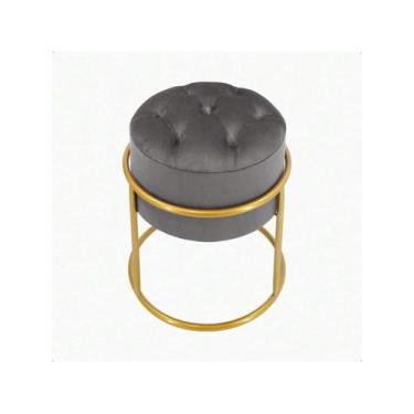 Imagem de Puff Argola capitonê tecido veludo luxo - NoBrand, Cinza