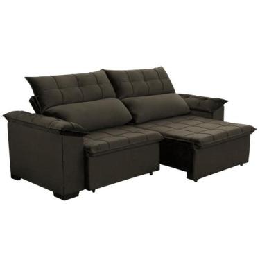 Imagem de Sofá Retrátil e Reclinável 290 cm Cristal Veludo Marrom Chamby Móveis