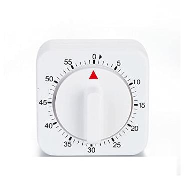 Imagem de Cronômetro de cozinha, lembrete de contagem regressiva, cronômetro mecânico de forma quadrada branca para preparação de alimentos de cozinha
