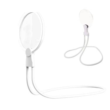 Imagem de Lupa de Pesçoco Apoio Mesa Maos Livres Aumento 5x Haste Flexivel Idoso Baixa Visao Leitura Trabalho Tarefa Visualizaçao Ampla Multiuso