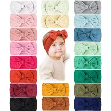 Imagem de Laço De Cabelo Bebê Turbante Faixinha Slim Kit 20 Unidades