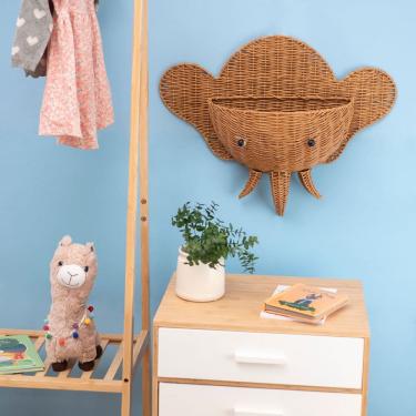 Imagem de cesto organizador de parede 60cm elefante textura palha rattan - Oikos