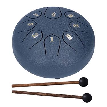 Imagem de Conjunto de bateria de língua de 15 cm, 8 tons com marretas e livro de música - Instrumento de percussão musical ideal para meditação e entretenimento (azul escuro)