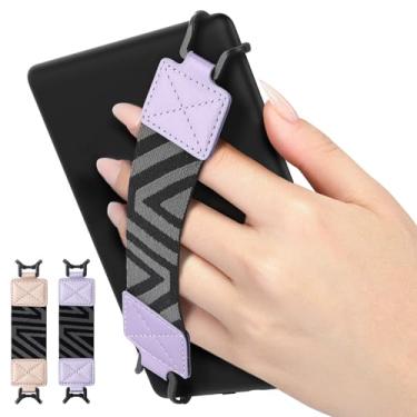 Imagem de MoKo Alça de mão Kindle para tablet Kindle eReaders Fire de 6-8 polegadas, Kindle/Kobo/Voyaga/Lenovo/Sony Kindle E-Book, suporte leve e versátil com alça de mão, pacote com 2, ouro rosa + roxo taro