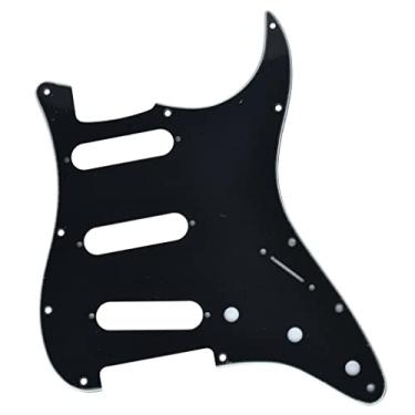 Imagem de KAISH 11 furos ST/Strat Style Pickguard SSS Pick Guard para Stratocaster/Strat Feito nos EUA/México Preto 3 Camadas