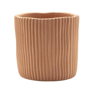 Imagem de Napco Imports Vaso de flores de ervas suculentas para ambientes internos e externos, 14 cm, laranja concreto, cache canelado