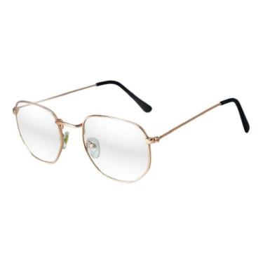 Imagem de Óculos Hexagonal Para Grau Feminino Masculino Vintage Rose