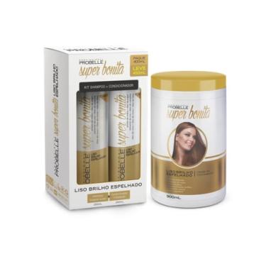 Imagem de Kit Liso Brilho Espelhado probelle ( shamp. + Cond. + Máscara 900g)