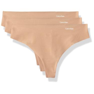 Imagem de Calcinhas tanga Calvin Klein Invisibles femininas, pacote com 3 unidades, tamanho M