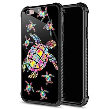 Imagem de CARLOCA Capa para iPhone 6S Plus, capa colorida de tartaruga arco-íris para iPhone 6 Plus para meninas e meninos, design gráfico à prova de choque e proteção contra quedas para Apple iPhone 6/6S Plus