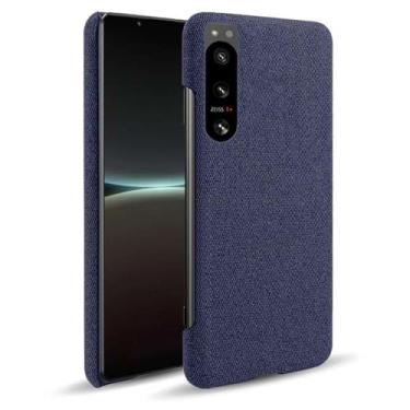 Imagem de Capa para Sony Xperia 5 IV,Capa desenhada em lona,Case Protetora Ultrafina com Empunhadura Macia,Design em Tecido Antichoque e Antiarranhões-Blue
