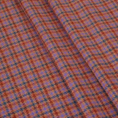 Imagem de The Yard, tecido italiano de pata de galo real 100% lã, tecido clássico de lã xadrez para casacos da moda, calças, saias, bricolage e decoração de casa (laranja vermelho roxo, 10 jardas)