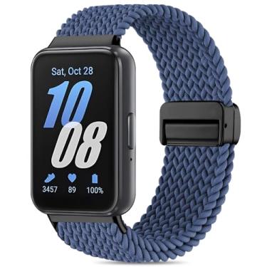 Imagem de Huadea Pulseira de nylon trançado magnético compatível com Samsung Galaxy Fit 3 para mulheres e homens, alça solo, elástica, elástica, ajustável, para Galaxy Fit 3, SM-R390